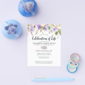 Budget Viering van het leven Paarse Bloemen Begraf Flyer (Enkel)