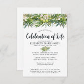 Budget Viering van Leven Groen Overlijdensmonument Notitiekaartje (Voorkant / Achterkant)