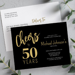 Budget viert 50 jaar 50ste verjaardagsfeestje uitnodiging briefkaart