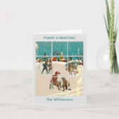 Budget  Village Santa Trees Merry Kerstmis Kaart (Voorkant)
