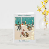 Budget  Village Santa Trees Merry Kerstmis Kaart (Gele Bloem)