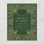 Budget Vintage Boek Groen Goud QR Code Trouwen (Voorkant)