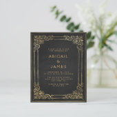 Budget Vintage Frame Zwart Goud QR Code Trouwen (Staand voorkant)