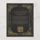 Budget Vintage Frame Zwart Goud QR Code Trouwen (Achterkant)