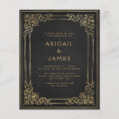 Budget Vintage Frame Zwart Goud QR Code Trouwen (Voorkant)