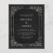 Budget Vintage Frame Zwart Zilver QR Code Trouwen (Voorkant)