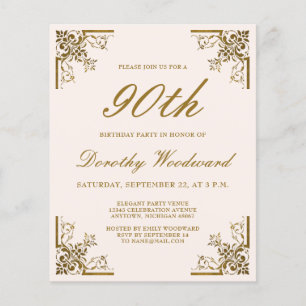 Budget Vintage Gouden Script Blush Verjaardagsuitn