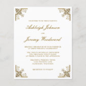 Budget Vintage Gouden Script Trouw Uitnodiging (Voorkant)