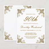 Budget Vintage Gouden Script Verjaardagsuitnodigin (Voorkant / Achterkant)