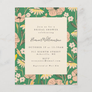 Budget Vintage Groene Bloemige Bruiloft Uitnodigin