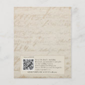 Budget Vintage Hart Roos Bloem QR Trouw Uitnodigin (Achterkant)