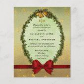 Budget Vintage Kerstvakantie rood Goud Uitnodiging (Voorkant)