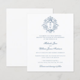 Budget Vintage Regency Crest Trouw Uitnodiging