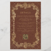 Budget Vintage Roestgoud QR Code Trouwkaart (Achterkant)