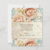 Budget Vintage Roze Blauwe Damast Bewegende kaart (Achterkant)