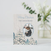Budget Vintage Sneeuwrijk Bos Foto Kerstkaart (Staand voorkant)