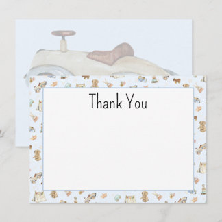 Budget, Vintage Speelgoed Blauwe Baby Shower Bedan Notitiekaartje