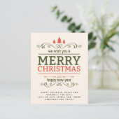 Budget Vintage Typografie Kerst Uitnodigingsbrief (Staand voorkant)