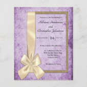 Budget  Violet, Satijnen Lint Bruiloft Uitnodigen Flyer (Voorkant)