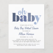 Budget Virtual Baby Boy Shower Oh Baby uitnodiging (Voorkant)