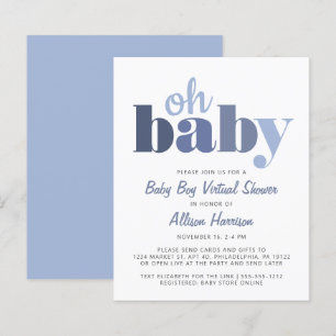 Budget Virtual Baby Boy Shower Oh Baby uitnodiging