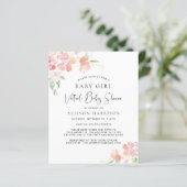 Budget Virtual Baby Girl Shower Floral Uitnodiging (Staand voorkant)