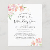 Budget Virtual Baby Girl Shower Floral Uitnodiging (Voorkant)