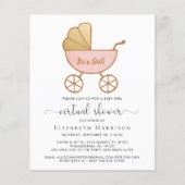 Budget Virtual Baby Girl Shower-uitnodiging (Voorkant)