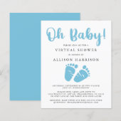 Budget Virtual Baby shower Blue Feet Invitation (Voorkant / Achterkant)