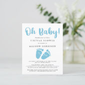 Budget Virtual Baby shower Blue Feet Invitation (Staand voorkant)