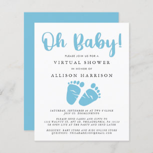 Budget Virtual Baby shower Blue Feet Invitation