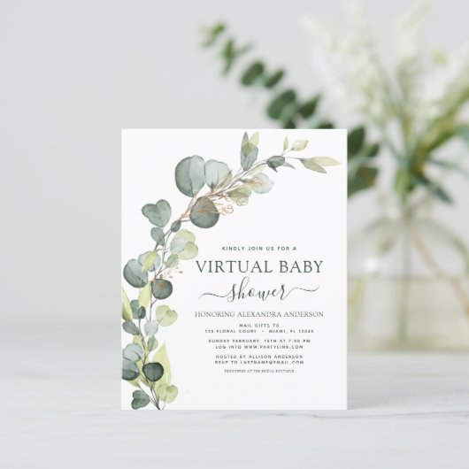 Budget Virtual Baby shower Greenery Eucalyptus (Staand voorkant)
