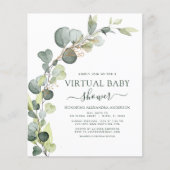 Budget Virtual Baby shower Greenery Eucalyptus Flyer (Voorkant)