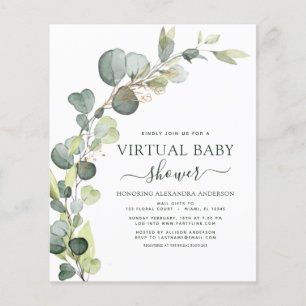 Budget Virtual Baby shower Greenery Eucalyptus Flyer
