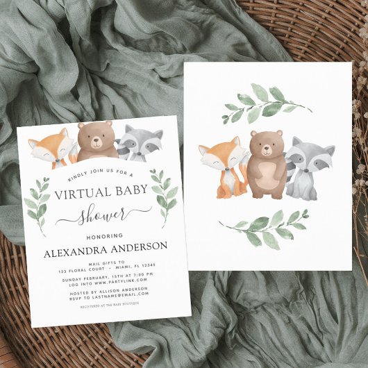 Budget Virtual Baby shower Woodland Eucalyptus