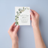Budget virtueel babyshower groenblijvende eucalypt flyer (Hand)