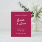 Budget Viva Magenta Retro Engagement Party nodigt (Staand voorkant)