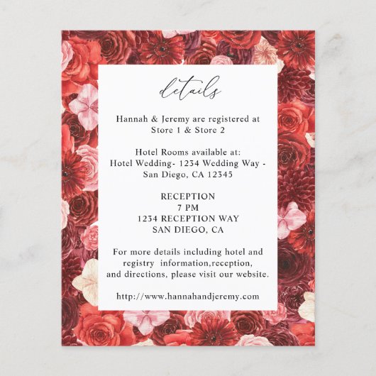 Budget Volledige Rode Bloemendetails - Wit 3 Flyer (Voorkant)