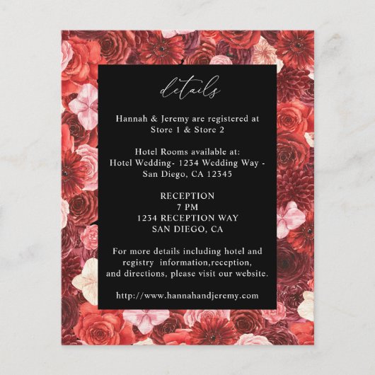 Budget Volledige Rode Bloemendetails - Zwart 3 Flyer (Voorkant)