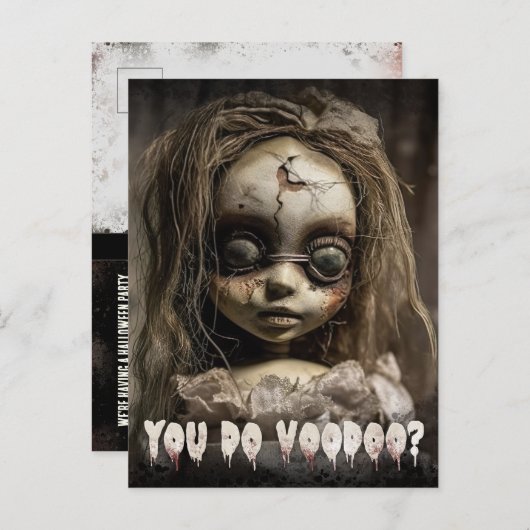Budget Voodoo Doll Volwassen Halloween Uitnodiging (Voorkant / Achterkant)