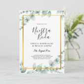 BUDGET VOOR ONS HUWELIJK Eucalyptus GOUD QR CODE Kaart (Staand voorkant)