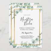 BUDGET VOOR ONS HUWELIJK Eucalyptus GOUD QR CODE Kaart (Voorkant / Achterkant)