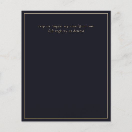 BUDGET VOUWKAART Papier Trouwen Goud Marineblauw Flyer (Achterkant)