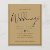 BUDGET VOUWKAART Papier Trouwen Goud Marineblauw Flyer (Voorkant)