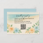 Budget Vriendelijke Bloemen Strand QR Code RSVP Ka (Voorkant / Achterkant)