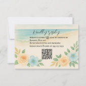 Budget Vriendelijke Bloemen Strand QR Code RSVP Ka Kaartje (Voorkant)