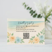 Budget Vriendelijke Bloemen Strand QR Code RSVP Ka Kaartje (Staand voorkant)