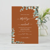 Budget-vriendelijke Eucalyptus bruiloft uitnodigin Kaart (Staand voorkant)