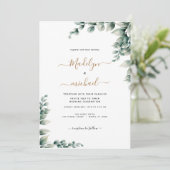 Budget-vriendelijke Eucalyptus bruiloft uitnodigin Kaart (Staand voorkant)