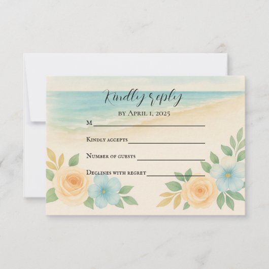 Budget Vriendelijke Floral Beach RSVP Kaart (Voorkant)